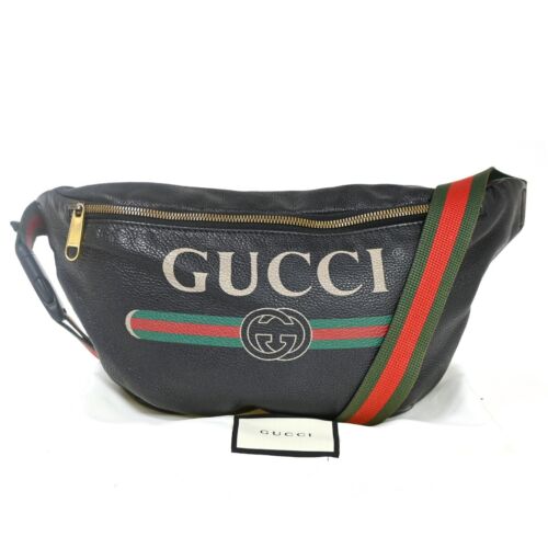 GUCCI GG Logo Sherry Bum Bag Canvas Leather Red Green Black Gold Italy 75RH827 - 第 1/16 張圖片