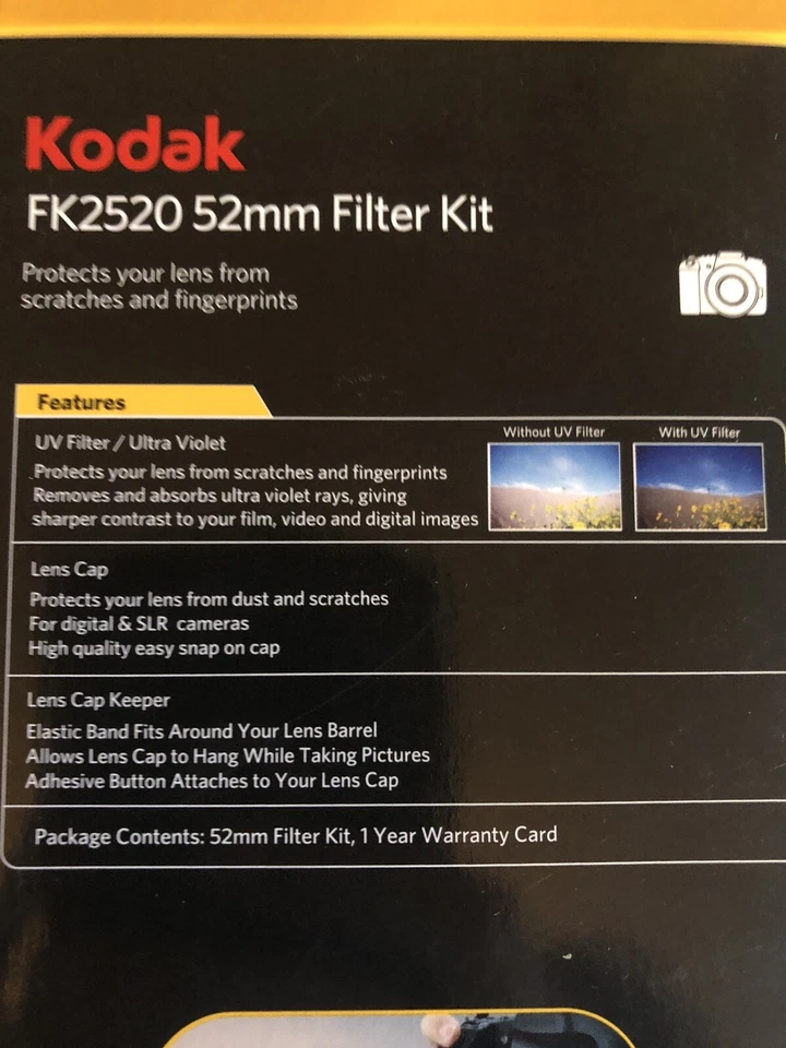 Kodak 52mm Filter Kit FK2520 UV Lens, Lens Cap,& Keeper All Included - Image 4 of 4