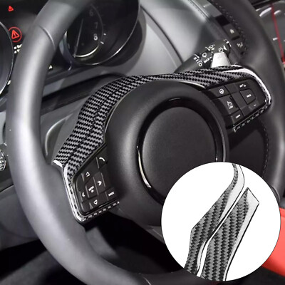 Real Carbon Fiber Steering Wheel Cover Trim For Jaguar F-TYPE 2013-2022 – Black Glossy