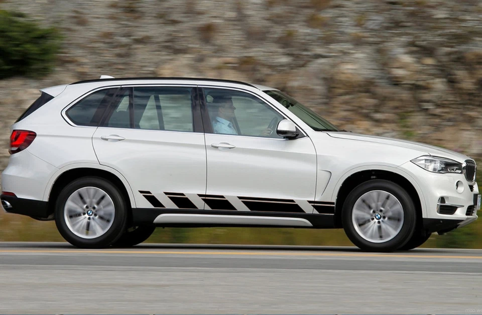 2 PCS Graphics Car Sticker For BMW X5 Side Skirt Racing Stripes Vinyl Decal Foto 3 de 4