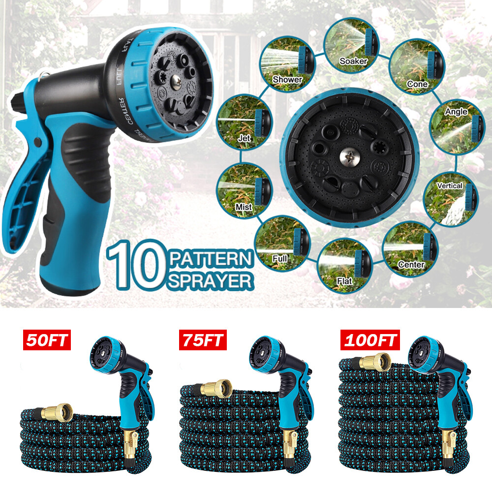 50FT 75FT 100FT Stronger Deluxe Heavy Duty Expandable Flexible Garden Water Hose eBay
