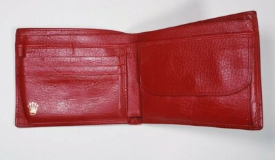 ROLEX 赤いレザーケース VTG Rolex Genuine Red Leather Bi-Fold Wallet GENEVA SWITZERLAND