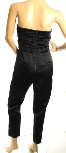 Rachel Roy Women's Black Satin Strapless Jumpsuit Size 2 Retail $159 - Picture 2 of 6