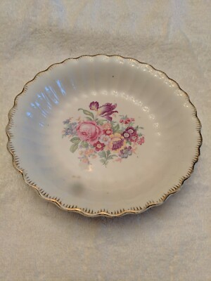 Leigh Ware Potters LEP1 Floral 22k Gold Warranted GFE - 6-1/4'' COUPE CEREAL BOWL