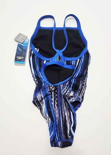 Speedo Girls Deep Within flyback Endurance+ Swimsuit Blue 8191616 Sz 6/22- NWT - Picture 2 of 2