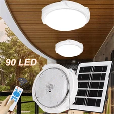 Solar Panel Ceiling Light 90 LED Pendant Light Corridor Lamp Remote Control NEW