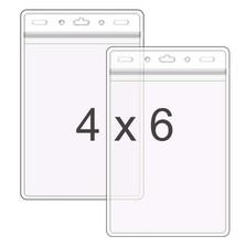 WTQ 10 Pcs Waterproof Name Badge Holders XXL, Fit 4"x6" Insert , Transparent