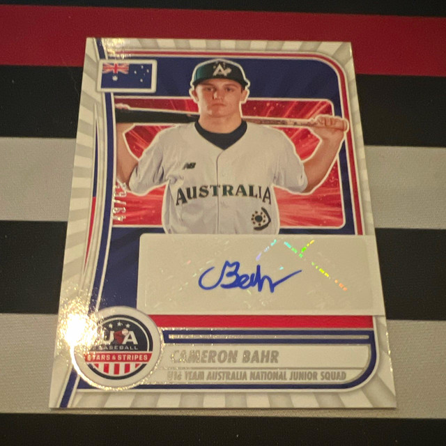 Panini 2025 USA Baseball Stars & Stripes Cameron Bahr Auto AUS-CB U16 AUS 49/65
