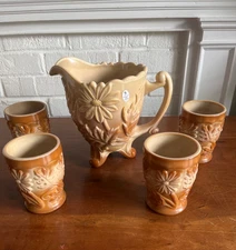 2005 Fenton Chocolate Pitcher and Tumbler Set Sticker & Embossed Fenton Tag