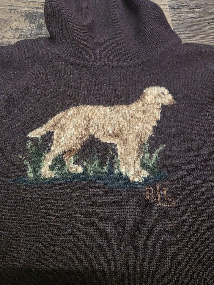 Suéter Ralph Lauren Retriever Perro Cuello Alto Lana Cachemira De Colección S P/P Defecto Foto 2 de 4