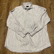 Emanuel Berg Luxury Modern Fit Long Sleeve Shirt XXL 18/46 Blue White Geometric