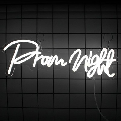 16''x6'' Prom Night White Vivid LED Neon Sign With Dimmer USB Powered Light Lamp