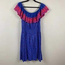 Lilly Pulitzer Dress Womens XL Borealis Blue Lilly Squared Kalama Off Shoulder