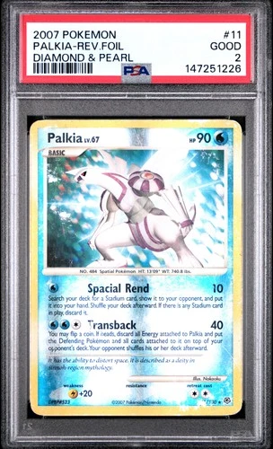 2007 POKEMON DIAMOND & PEARL #11 PALKIA-REVERSE FOIL PSA 2