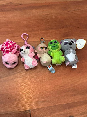 Ty Beanie Booz 5er Set Mini Plüschtiere 3x Schlüsselanhänger , mehrfarbig 42188
