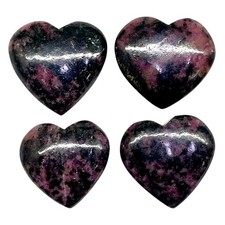 4 Pcs Natural Red Rhodonite 27-30mm Heart Shape Pendant Size Loose Gemstones Lot