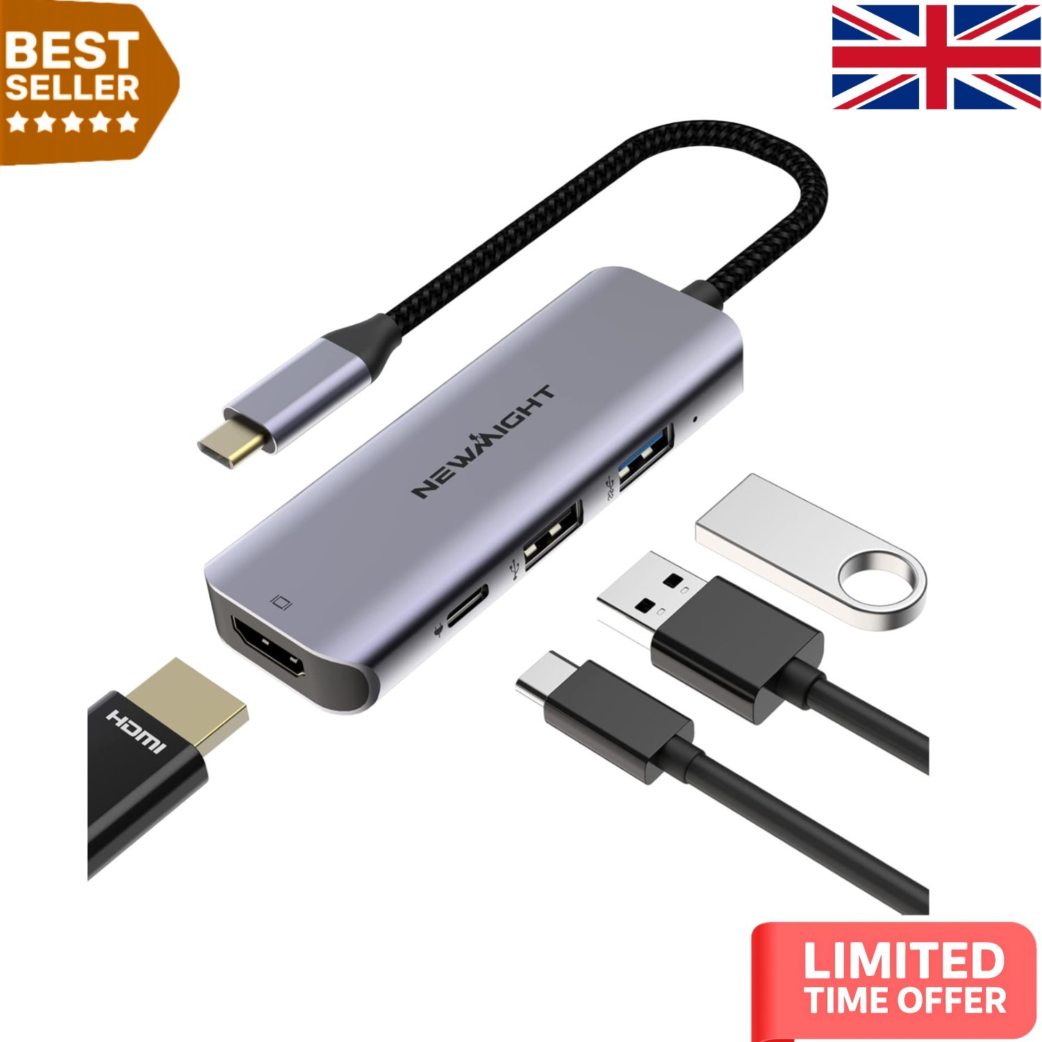 4-in-1 USB-C Hub with 100W Power Delivery and 4K HDMI - Ultimate Connectivity
