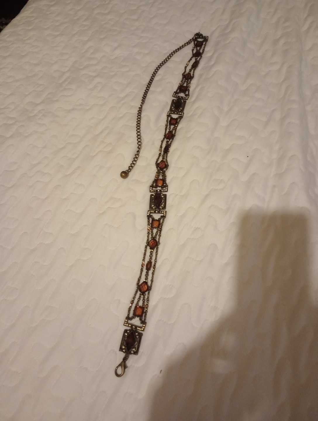 Chico's Women's Vintage Jeweled and Metal Chain Belt Brass Tone Size Medium