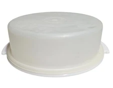 Tupperware 12" White Cake/Pie Carrier Keeper#719-2 White Seal Lid #720-2VINTAGE