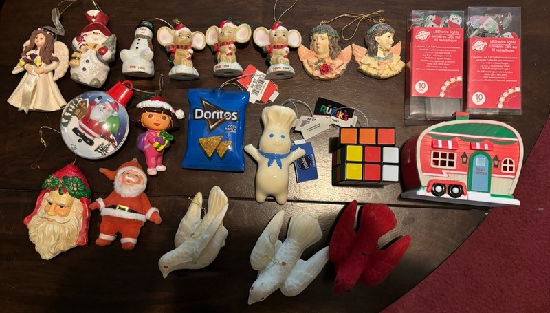 Vintage Mixed Glass Christmas Ornaments, Lot of 21, Made in USA