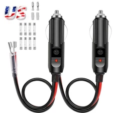 Safe DC 12V Fused LED Light Car Truck Cigarette Lighter Male Plug Adapter A