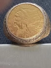 1914 2 1/2 DOLLAR GOLD INDIAN HEAD QUARTER EAGLE MEN's RING 48 DIAMONDS 10K SZ 8