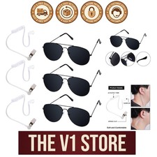 Realistic Cosplay Spy Accessories: Black Sunglasses with 3 Earpieces for Events