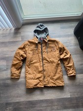 Wrangler Workwear Mens Hooded Canvas Jacket Brown Size L 42-44