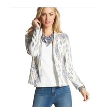 Chico's Size 1 8/10 Sher Ikat print Lined Blazer/Jacket Aztec Southwestern