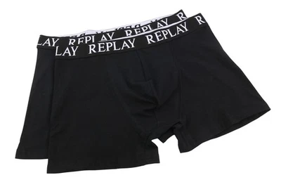REPLAY Boxers pour Homme 2XL Noir Taille Élastique Coton Stretch lot de 2 - Photo 1/4
