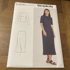 Simplicity Pattern S9226 Ms Knit Top w/Sleeve Neck Opts Pull-on Skirt Sz 6-14