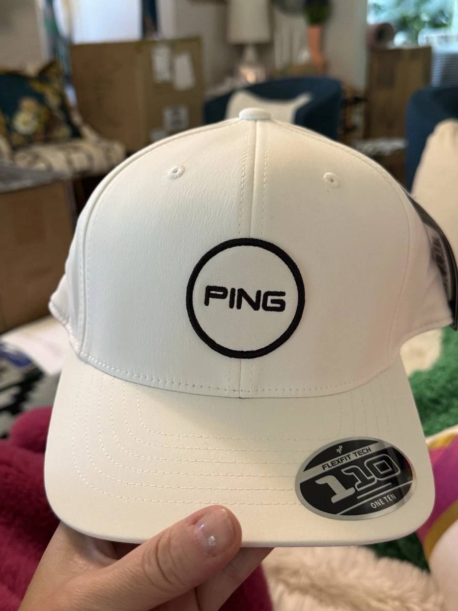Casquette chapeau brodée bleu clair blanc PING Golf SensorCool Flex-Fit S-M