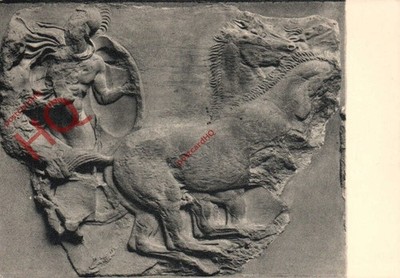 Postkarte ~ British Museum, Streitwagen mit Geschwindigkeit, Südfries des Parthenon