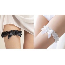 1Pair Women Lace-trim Bowknot Elastic Garter Wedding Party Bride Garter Costume