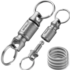 Tisur Titanium Keychain With Detachable Quick Release Carabiner And Key Ring (G_