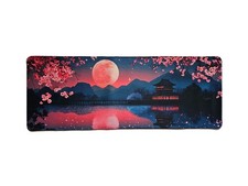 Cherry Blossom Red Moon XXL Mouse Pad / Desk Mat with Anti-slip Base 32" x 12"