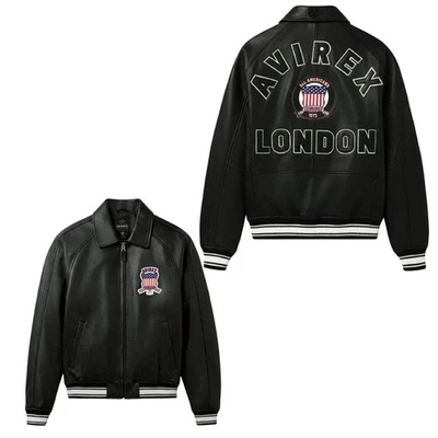 Le blouson bombardier Avirex London est conçu dans une veste en cuir européen... - Photo 1/4