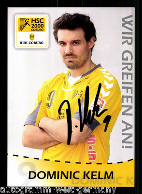 Dominic Kelm HSC 2000 Coburg 2012-13 Excellent AK Genuine Sign.  Handball +A47631