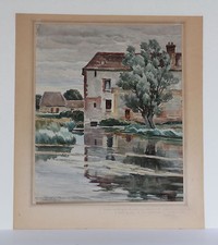 G.DARCY AQUARELLE GOURAY-FONTAINE ENVOI à ANGELE BRIET 1941