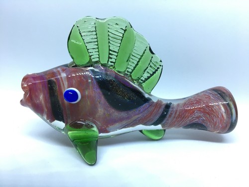 USA 3.5” FISH SMOKING HAND PIPE BLOWN GLASS HEAVY SPOON BOWL DICHRO HITTER OG - Picture 7 of 12