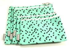 5 Pack Premium Reusable Washable Sandwich Bags Mint/Grey (3) Sizes