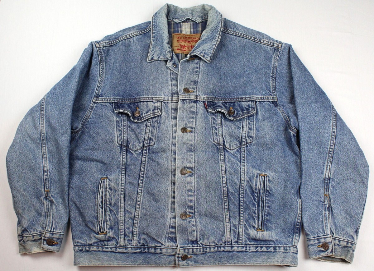 Levi's 70699 Vintage Made In USA Plaid Lined Denim Trucker Levi's 70699 Vintage Made In USA Plaid Lined Denim Trucker