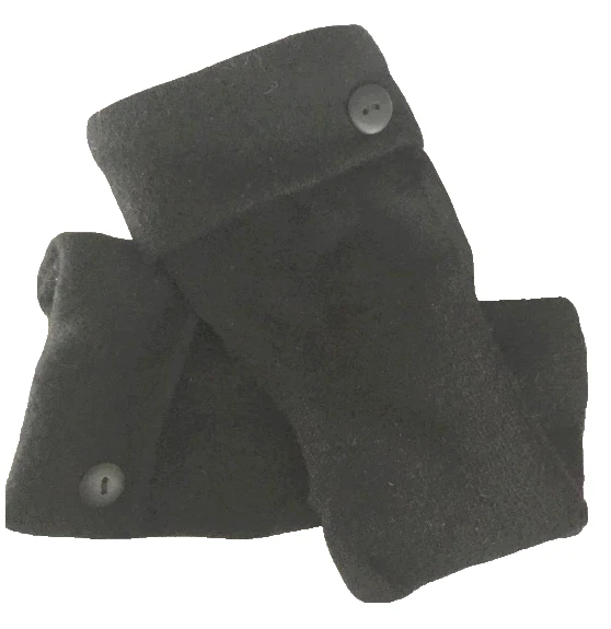 FINGERLESS GLOVES BLACK MERINO WOOL S - M SMALL - MEDIUM 7 1/2 LONG MITTENS CUFF