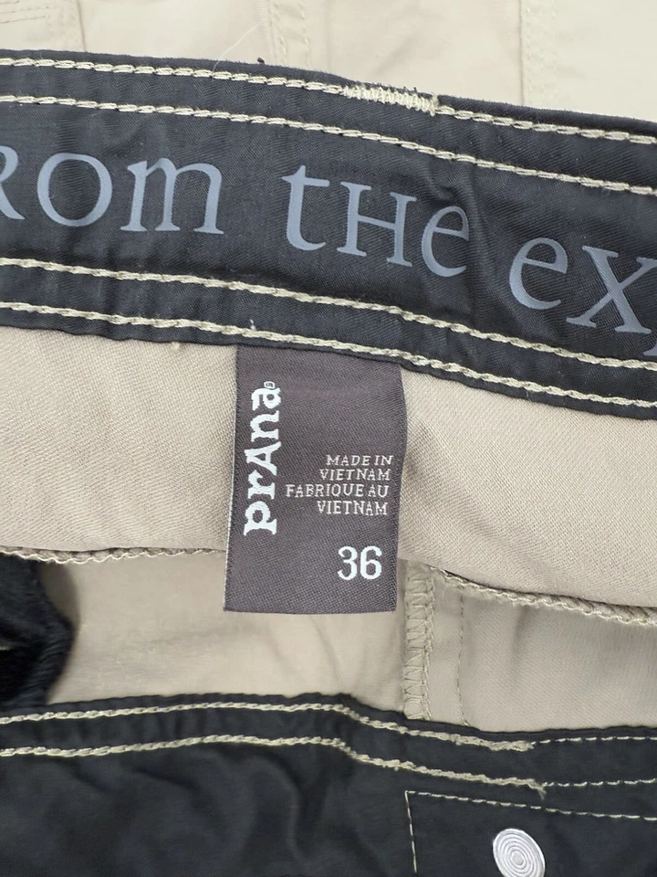 Pantalones Prana Para Hombre 36x33 Beige Elastizados Zion Rectos Senderismo Carga Cinturón Foto 3 de 4