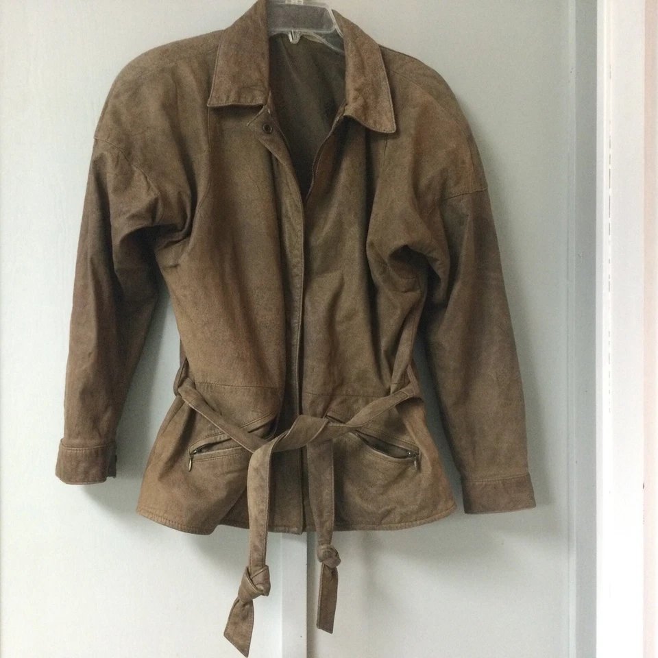 fidelity the outwear company 9/10  jacket Brown Long Sleeve Zip Up Belted Lined - Image 3 of 4