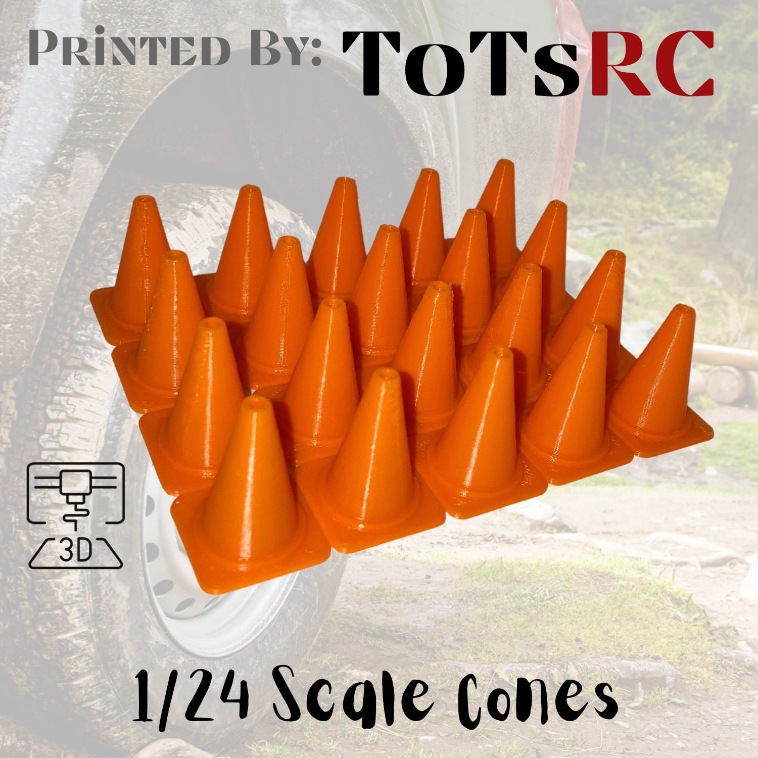 1/24 1/28 1/32 Scale 20 Pack Rock Crawler Traffic Course Cones