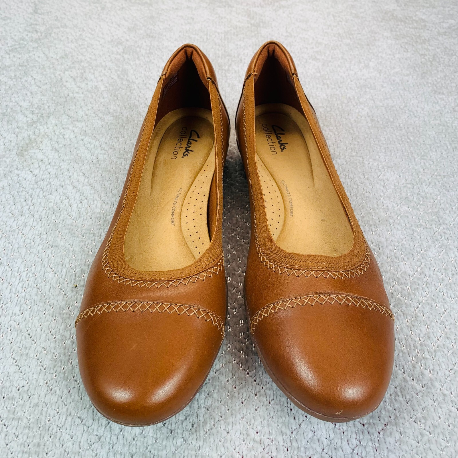 CLARKS Ultimate Comfort Brown Casual Slip On Flats Shoes Women Size 9.5