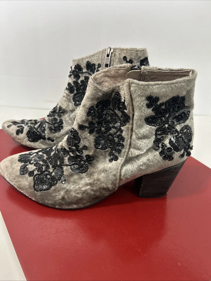 Bota Free People Med Alta Cremallera Mujer 7.5 (38 EU) Lentejuelas Cuentas BOHO Festival Foto 3 de 4