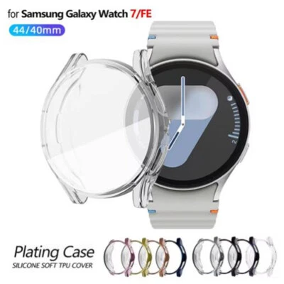 QVBWORLD Case For Samsung Galaxy Watch 7 40mm 44mm Screen Protector TPU Plating Cover