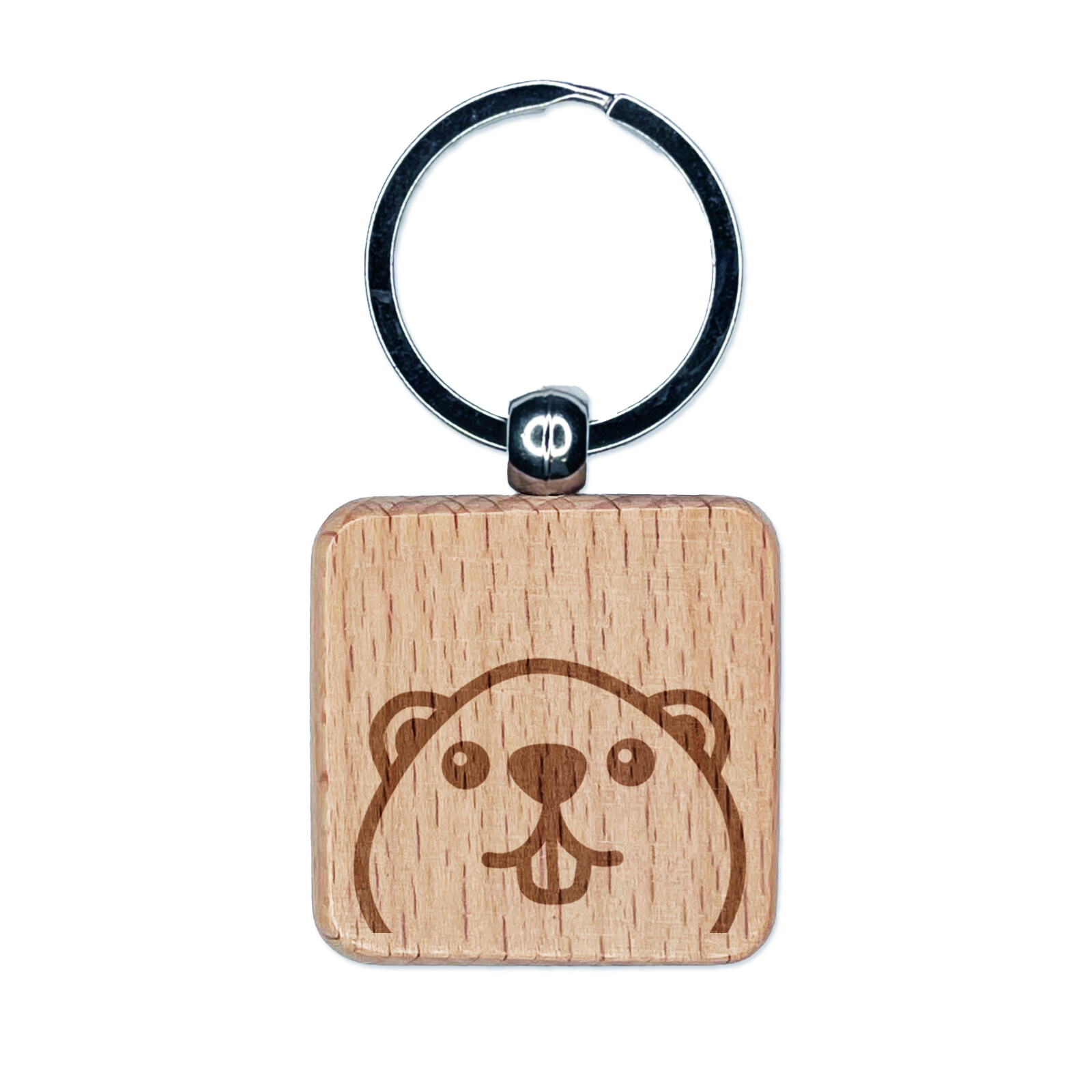 Peeking Beaver Laser Engraved Wooden Keychain Charm Gift